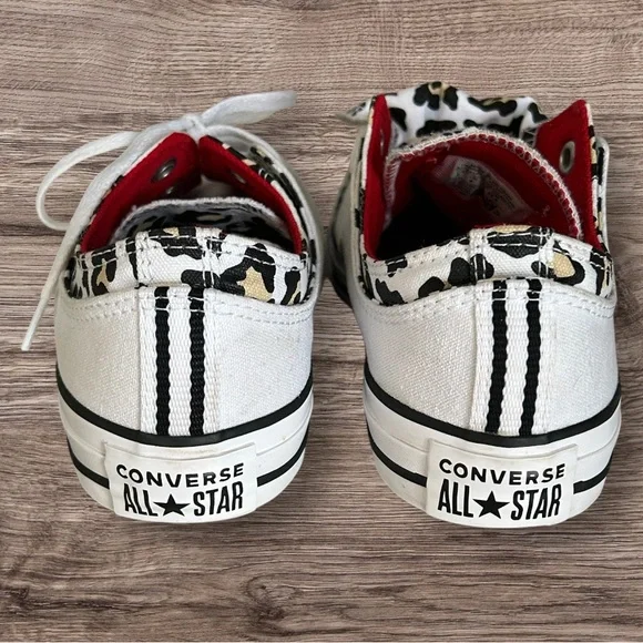 New Converse Chuck Taylor All Star Double Tongue White Leopard Red Sneakers Sz 8 - Picture 8 of 11